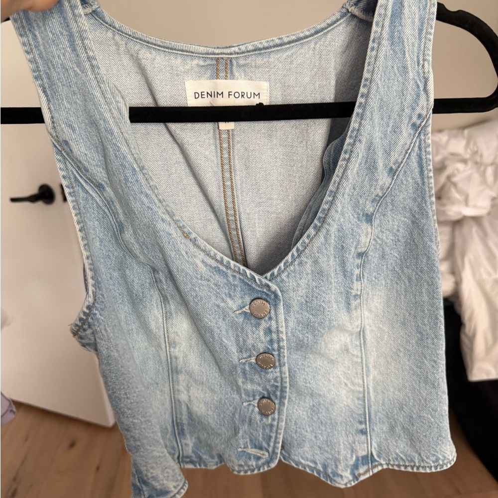 Denim Forum Sky Blue Buttoned Tank Top